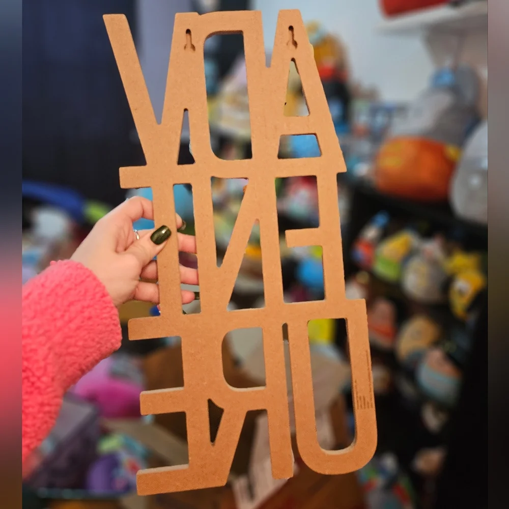 NEW Yellow dipped wooded sign that reads 'Adventure' easy to hang